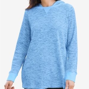New never worn woman within French blue marled knit thermal hoodie 5x(38/40)
